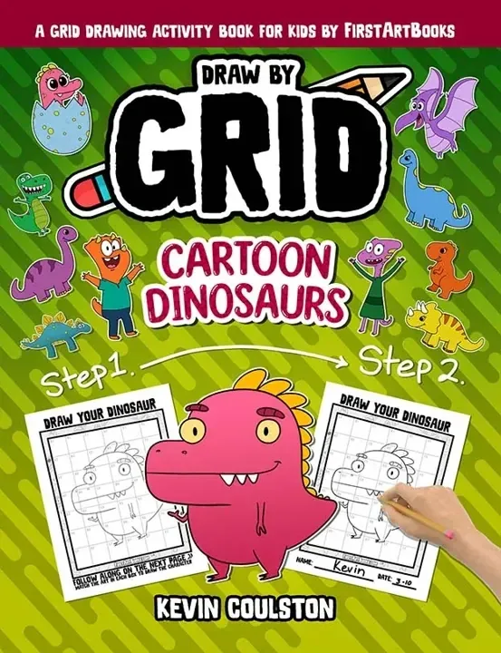 Cover of Draw by Grid: Cartoon Dinosaurs by Kevin Coulston