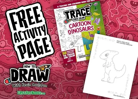 Free trace a parasaurolophus activity page from Trace Then Color: Cartoon Dinosaurs